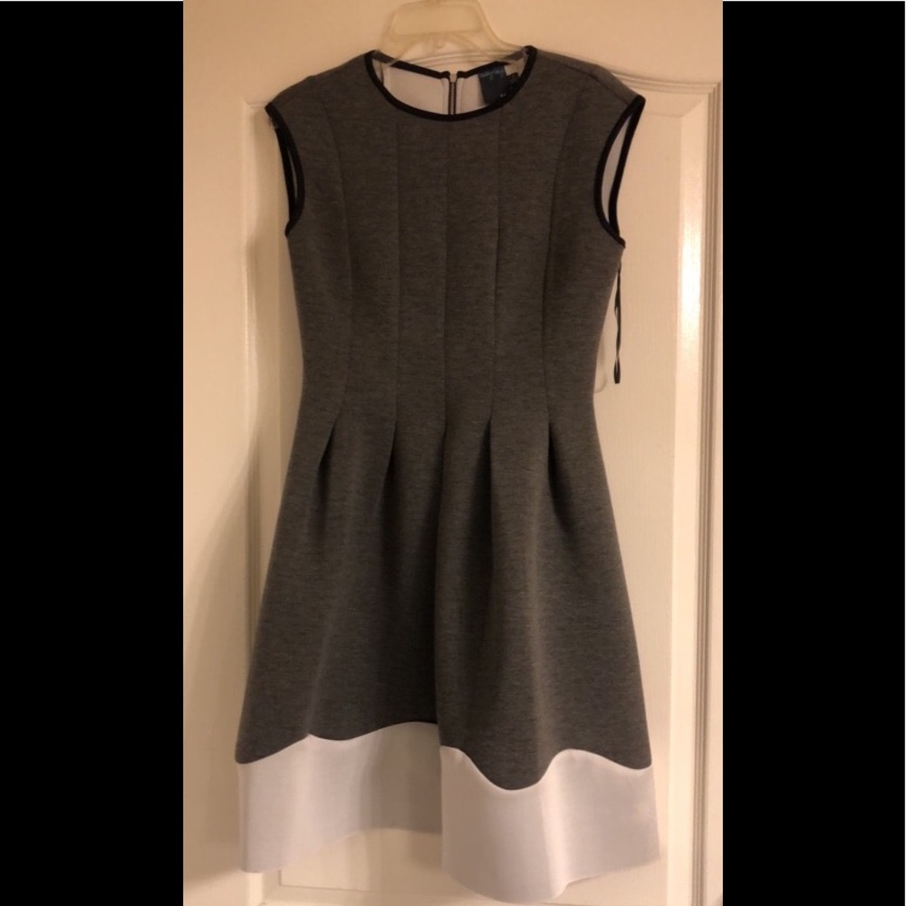 Gray, black and white sleeveless floral dress